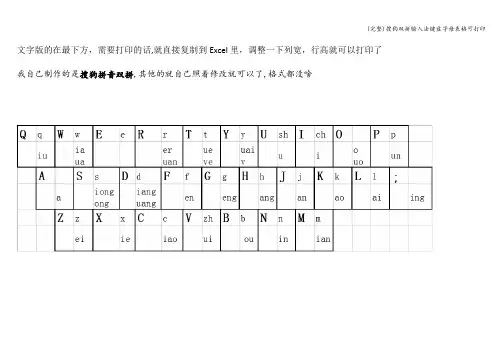 (完整)搜狗双拼输入法键盘字母表格可打印