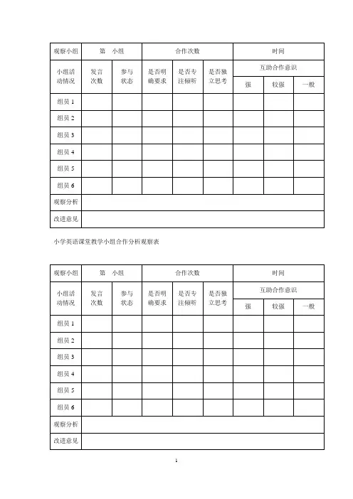 (完整word版)小组合作观察记录表