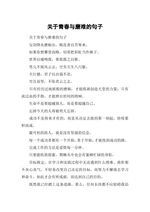 关于青春与磨难的句子