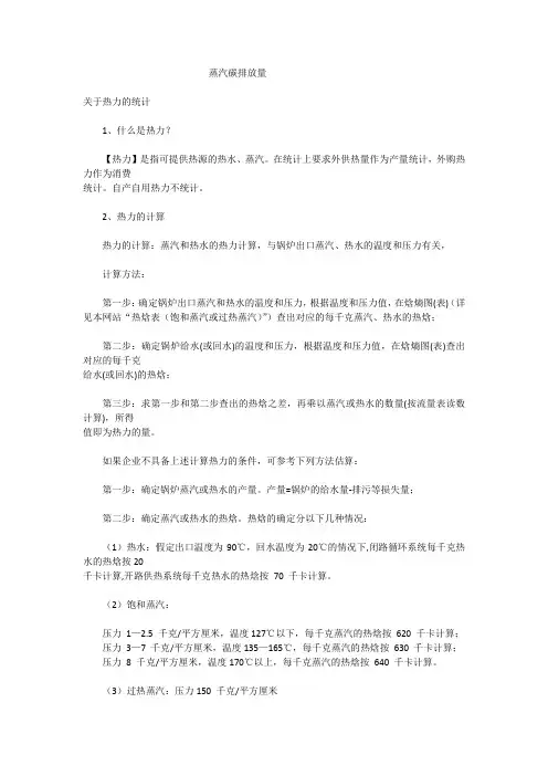 碳排放量计算(蒸汽)