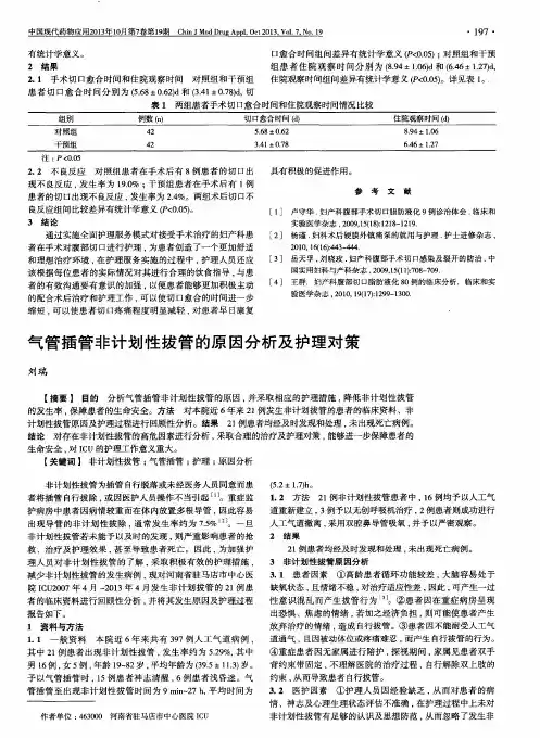 气管插管非计划性拔管的原因分析及护理对策