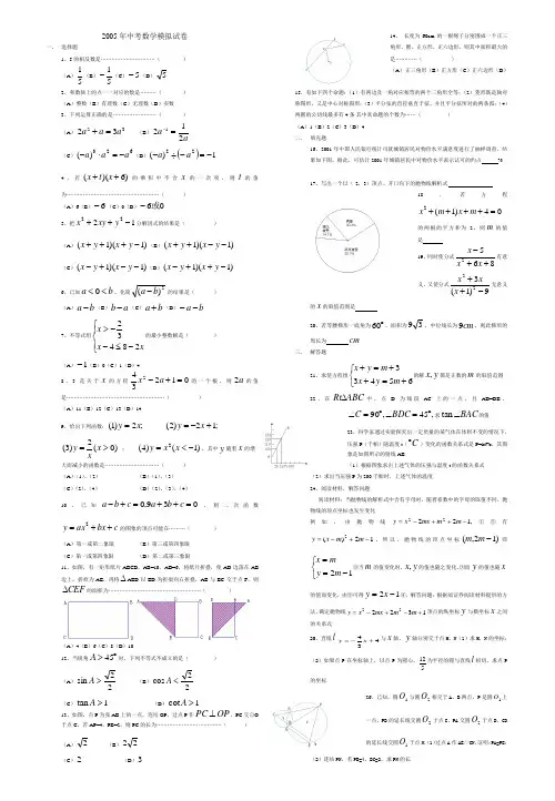 2005年中考数学模拟试卷
