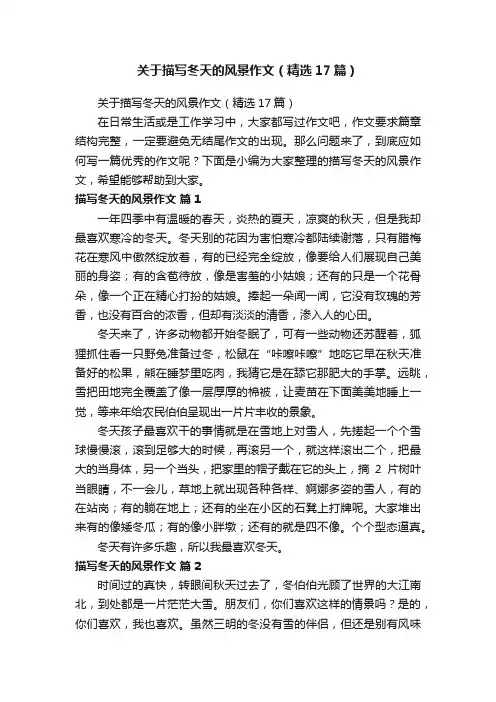 关于描写冬天的风景作文（精选17篇）