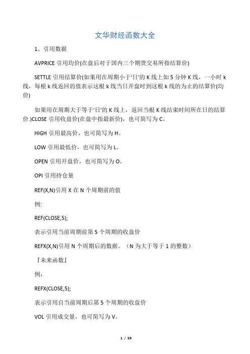 文华财经函数大全