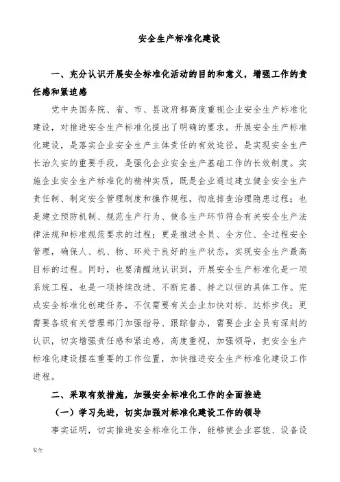 安全生产标准化的建设