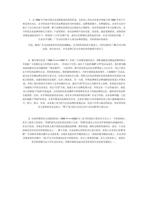 品牌建设发展历程