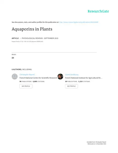 AQPs in Plants 植物水通道蛋白 2015
