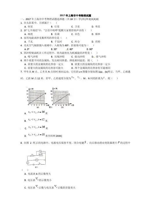上海中考物理试题