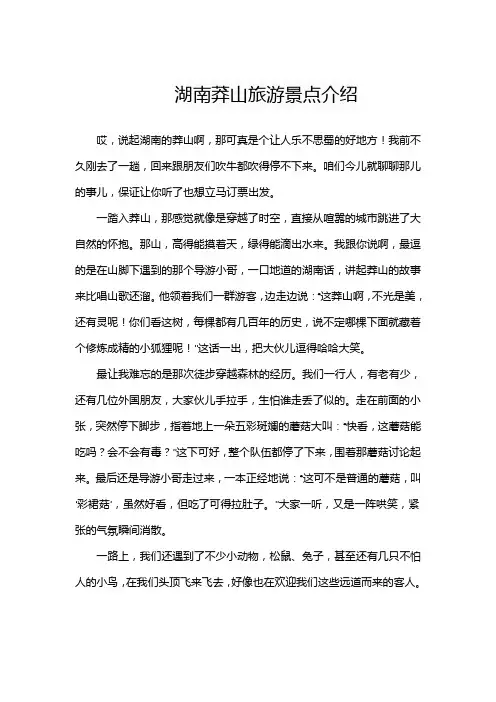 湖南莽山旅游景点介绍