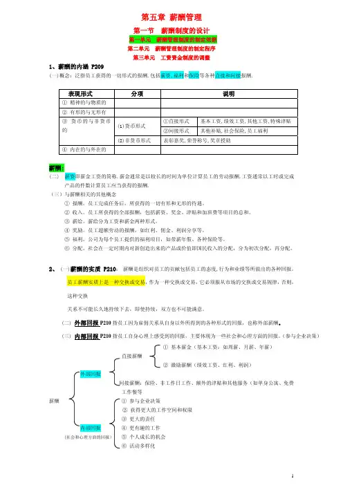 人力资源管理师三级考试整理(第五章)