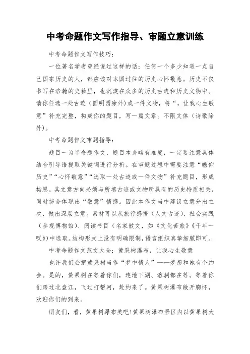 中考命题作文写作指导、审题立意训练_作文
