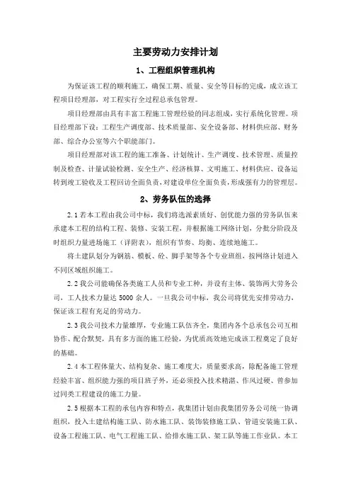 (完整版)主要劳动力安排计划