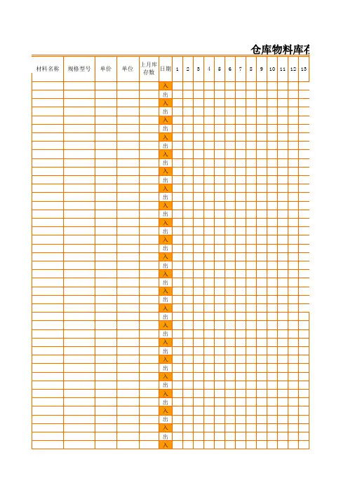 仓库库存明细表模板