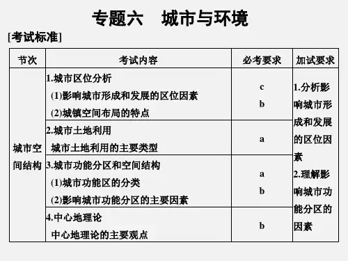 高考地理 专题六 城市与环境