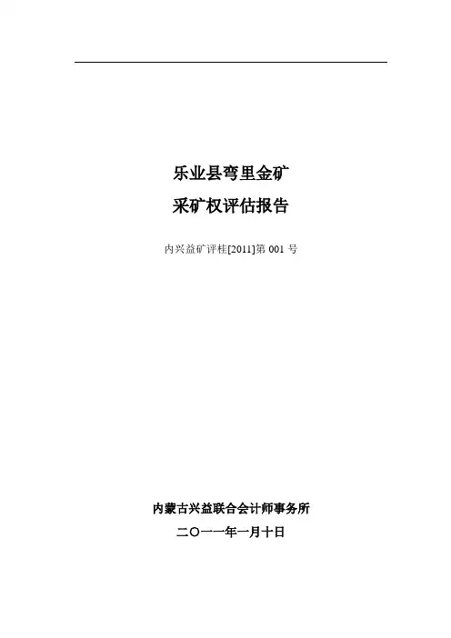 乐业弯里金矿采矿权评价报告-广西壮族自治区国土资源厅