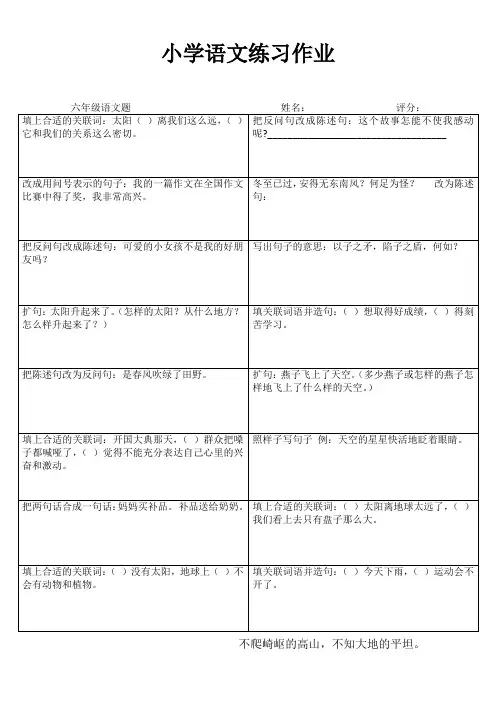 小学六年级语文拓展训练III (30)