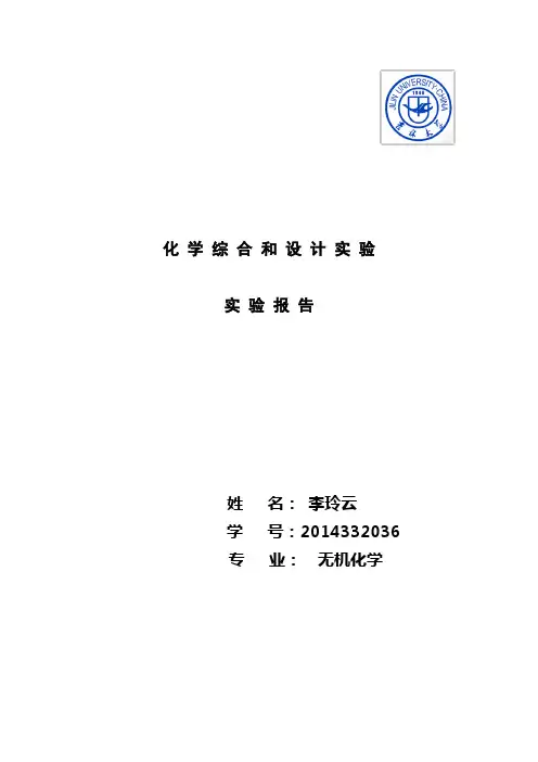 吉林大学无机化学研究生化学综合设计实验报告--全