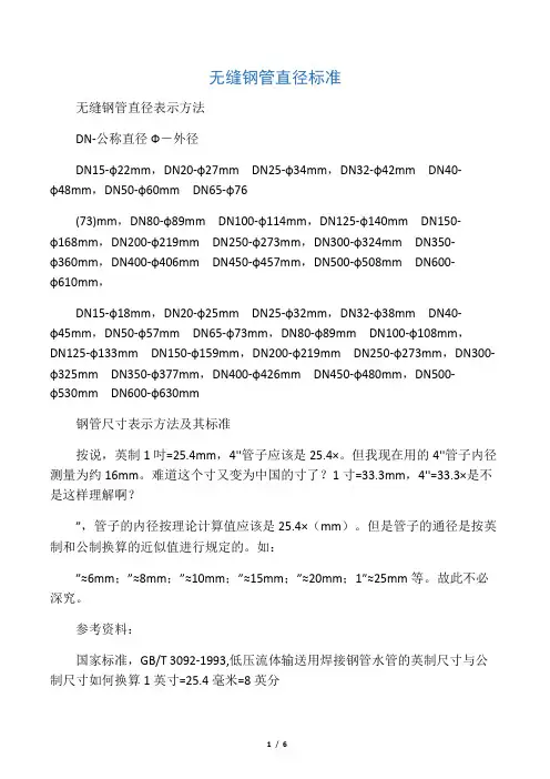 无缝钢管直径标准