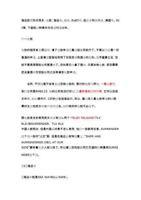 海运放货方式