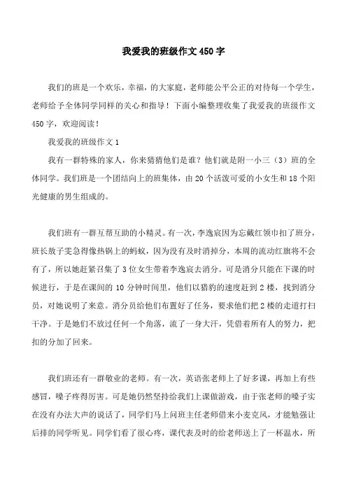 我爱我的班级作文450字