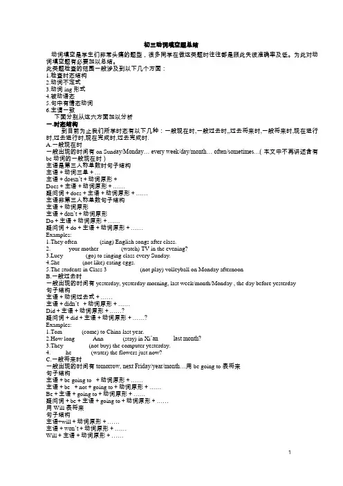 初三动词填空题总结1