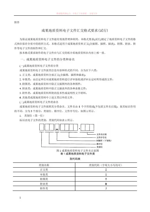成果地质资料电子文件汇交格式要求(试行) (1)