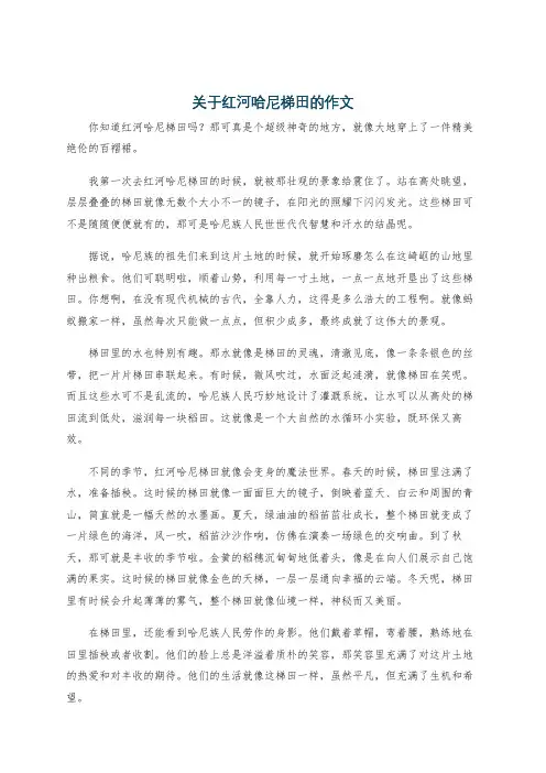 关于红河哈尼梯田的作文
