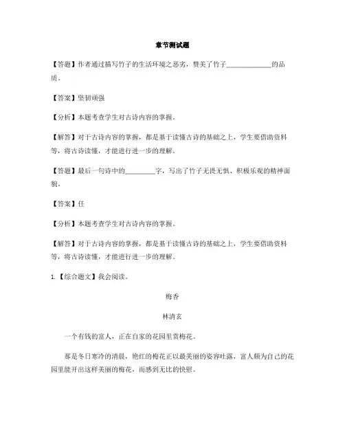 小学语文人教部编版(2019)六年级下册期中-章节测试习题(4)