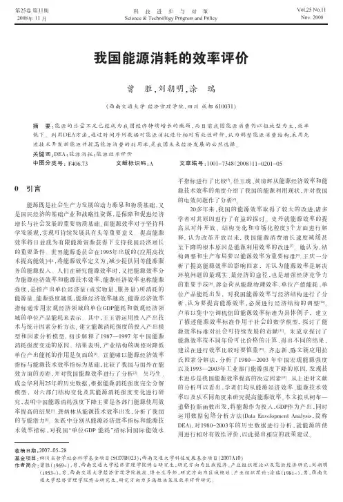 我国能源消耗的效率评价