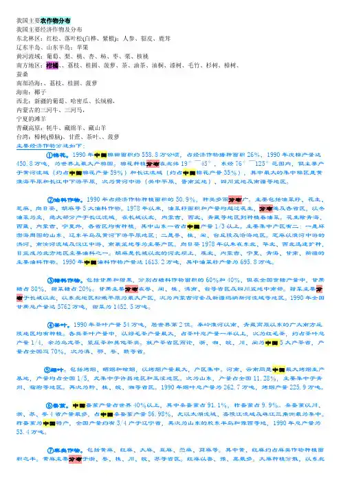 我国主要农作物分布
