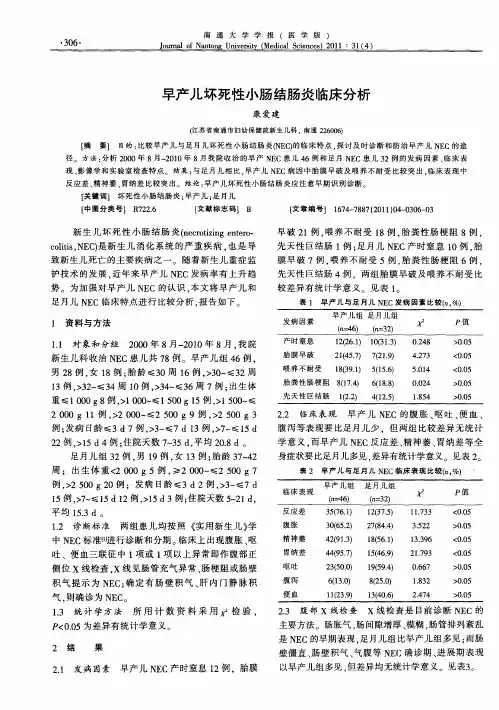 早产儿坏死性小肠结肠炎临床分析