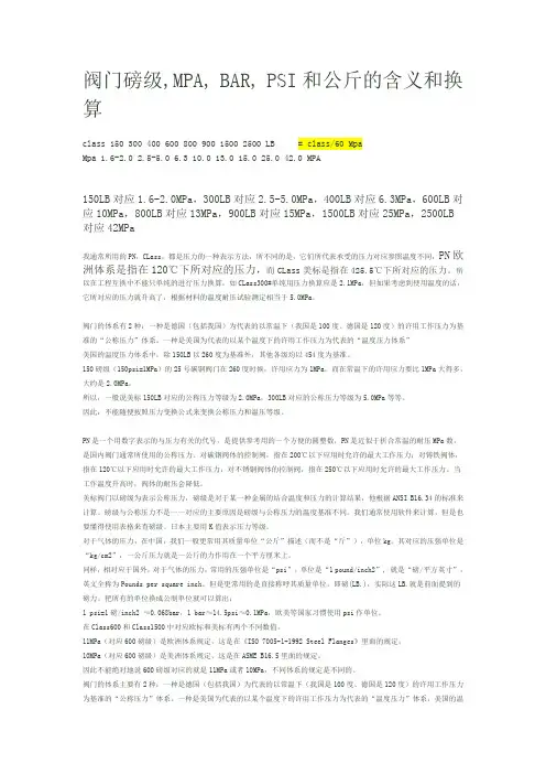 阀门磅级