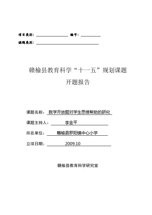 开放题开题报告李金平