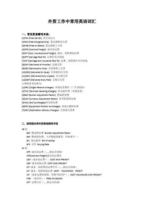 船务操作报关外贸常用英语总结