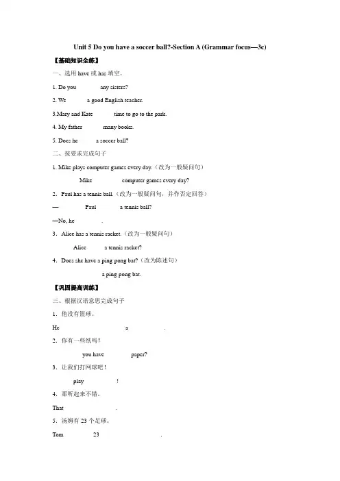 人教版七年级上册英语：unit5doyouhaveasoccerball-sectiona(grammarfocus—3c)