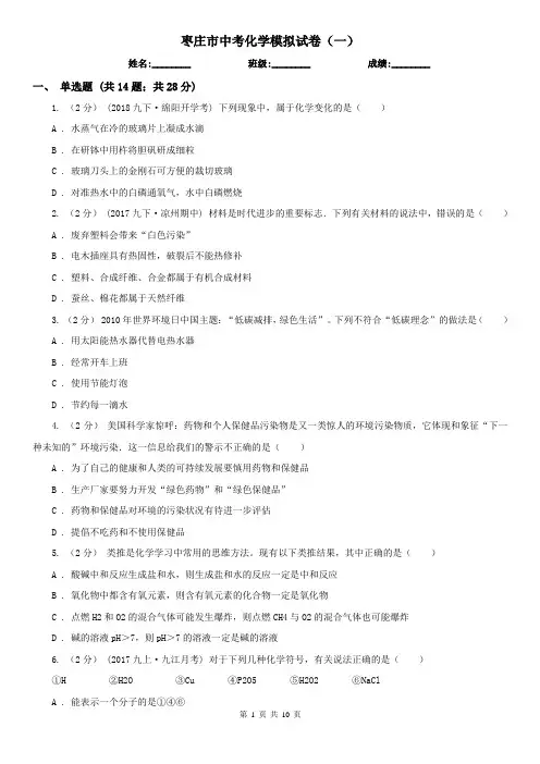枣庄市中考化学模拟试卷(一)