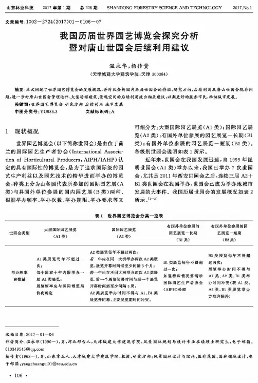 我国历届世界园艺博览会探究分析暨对唐山世园会后续利用建议