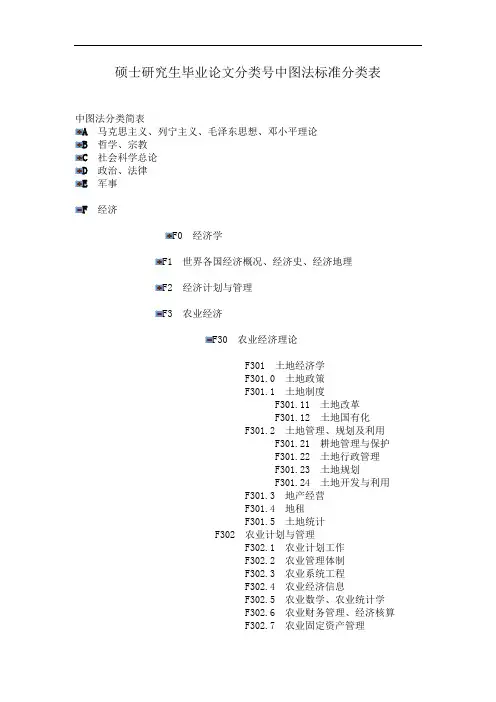 硕士研究生论文分类号中图法标准分类表.