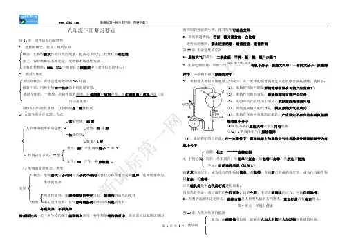 苏科版初中生物八年级下册复习提纲
