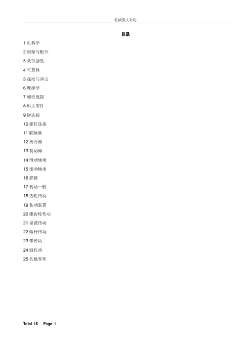 机械英文名词