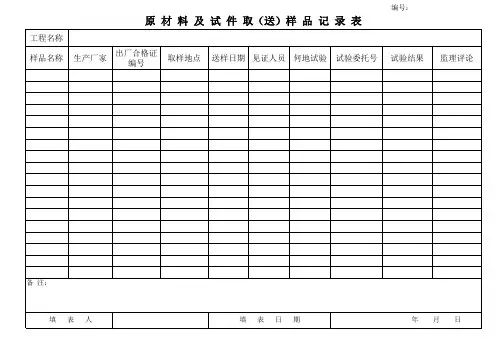 原材料及试件取(送)样品记录表