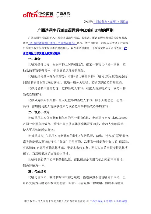 广西选调生行测言语理解中比喻和比拟的区别
