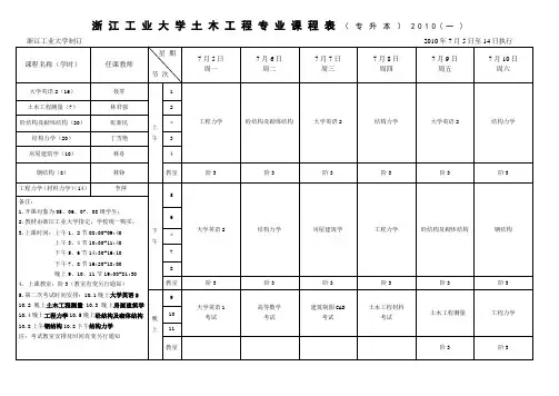 土木工程专业课程表