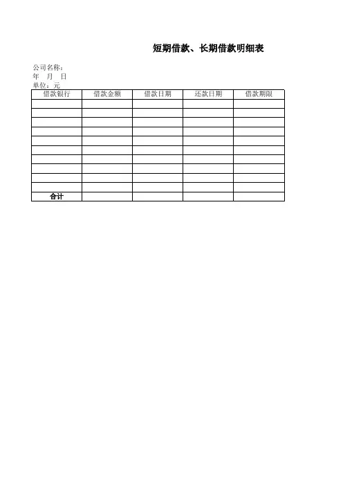 借款明细表-Excel图表模板