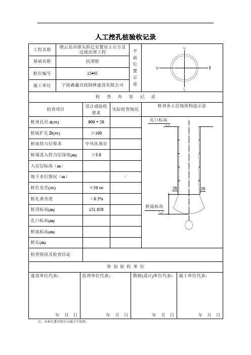 人工挖孔桩验收记录