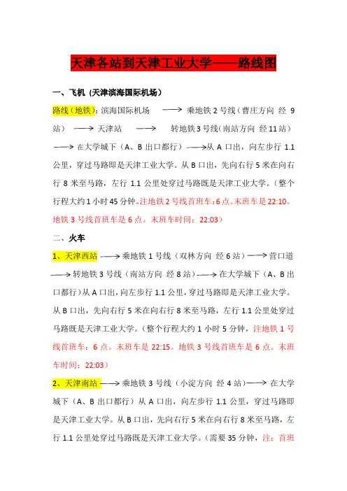天津各站到天津工业大学路线图