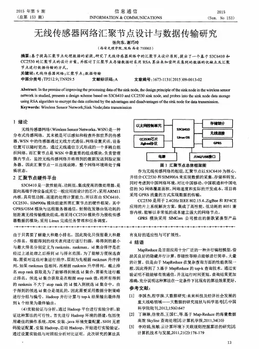 无线传感器网络汇聚节点设计与数据传输研究