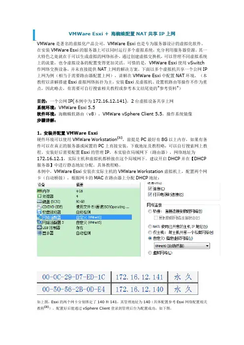 VMWare Esxi NAT解决方案