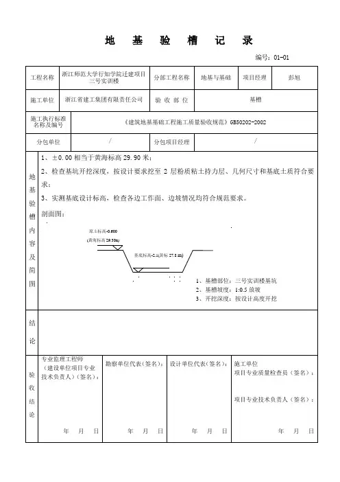 地基验槽记录