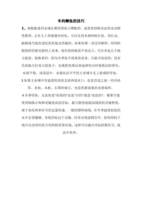 冬钓鲫鱼技巧